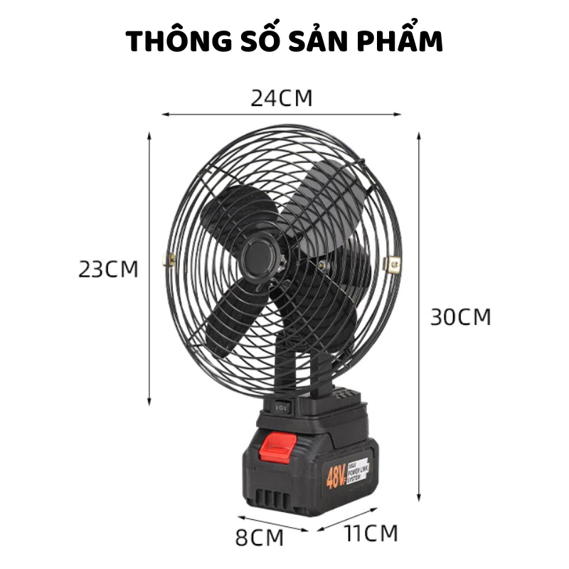 Quạt Makita 48V góc chính diện